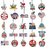 Sureio 25 Pcs NYC London Keychain Souvenirs Gifts New York American Patriotic Metal Keyrings USA Souvenir Collection Bulk