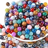 100PCS 6MM Mixed Color Stone Beads Round Loose Spacer Gemstone Beads for Jewelry Making DIY Bracelet Necklace Crystal