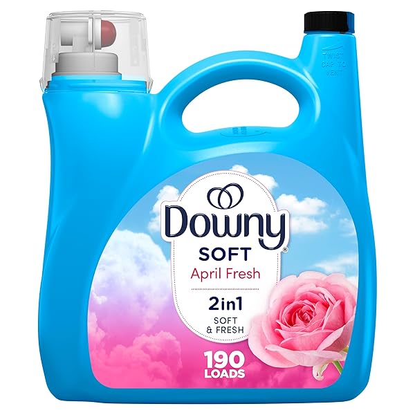 DOWNY SOFT, 2 IN 1 SOFT AND FRESH LIQUID FABRIC SOFTENER, APRIL FRESH, 140 FL OZ, 190 LOADS, FABRIC CONDITIONER LIQUID PROVIDES SOFTNESS AND FRESHNESS FOR FABRICS