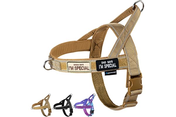 Annchwool No Pull Dog Harness with Soft Padded Handle,Reflective Strip Escape Proof and Quick Fit to Adjust Dog Harness,Easy