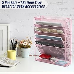 EASEPRES Wall File Holder Organizer, Cute Pink Desk