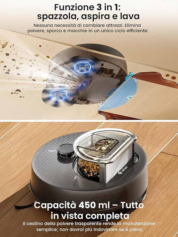 M330 Plus Robot Aspirapolvere Lavapavimenti Anti-Groviglio