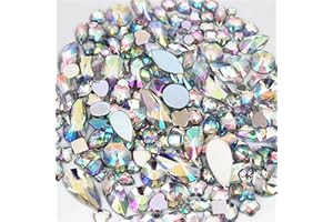 UYTRDVG 1000pcs Crystal AB Rhinestones for Crafts, Face Gems Jewels Art for DIY Costume Making Cosplay Clothes Nail Crafting Embellishments Gems Decorations (White AB)