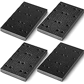 4 Pcs Soft Black Foam Sanding Pads Interface Sander Backing Pad, Multi Hole | Soft Backing Cushion, Hook and Loop, 80x133x12mm, Compatible with LS130 Model, Replacement for Sandpaper, Woodworking Use