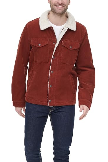 Levi's Red Corduroy Sherpa Jacket Top 