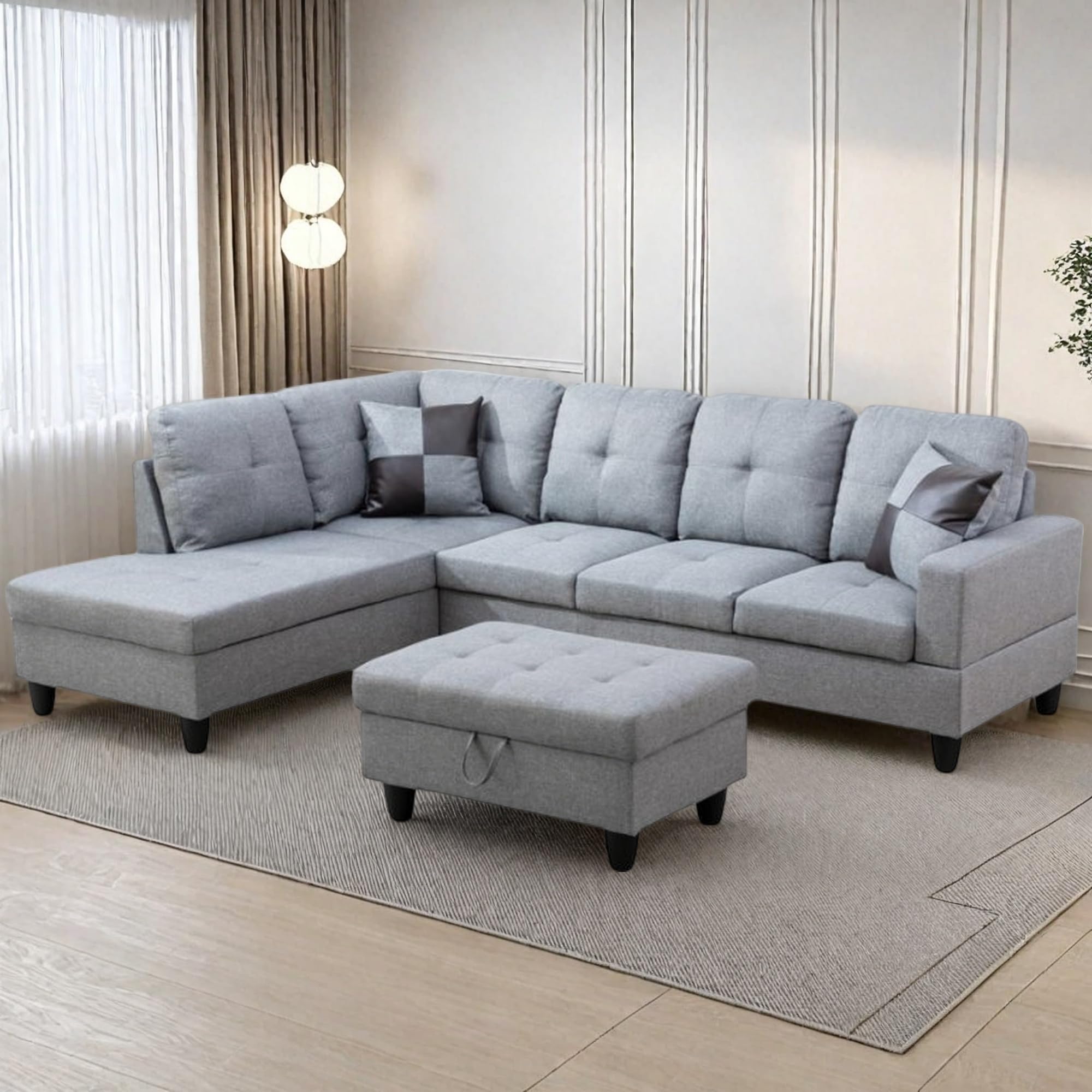 Photo 1 of **************INCOMPLETE ITEM, THIS IS ONLY 1 BOX IN A MULTI BOX SET****************
Osparple L Shaped Couch Sectional Couches for Living Room Upholstered Linen 3 Pieces Modular Sectional Sofa with Chaise, Ottoman with Storage for Living Room and Small Ap