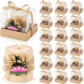Indian Return Gifts for Pooja Lotus Wood Tealight Candle Holders, 30 Sets | Diwali Return Gift Cylinder Candle Holder Diyas, Pooja Return Gifts for Ladies Indian, Navratri Deepavali Wedding Decoration