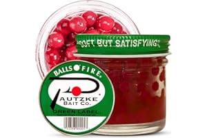 PAUTZKE BAIT Pautzke Balls O' Fire Salmon Eggs Fishing Bait - Famous & Effective Trout Bait - Leading Power Bait Fishing Trout with Satisfying Salmon Fish Eggs (Green Label, 1 oz)