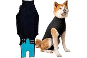 Suitical Recovery Suit for Dogs - Dog Surgery Recovery Suit with Clip-Up System - Breathable Fabric for Spay, Neuter, Skin Conditions, Incontinence - 74-82 cm Neck to Tail - XL Dog Suit, Black