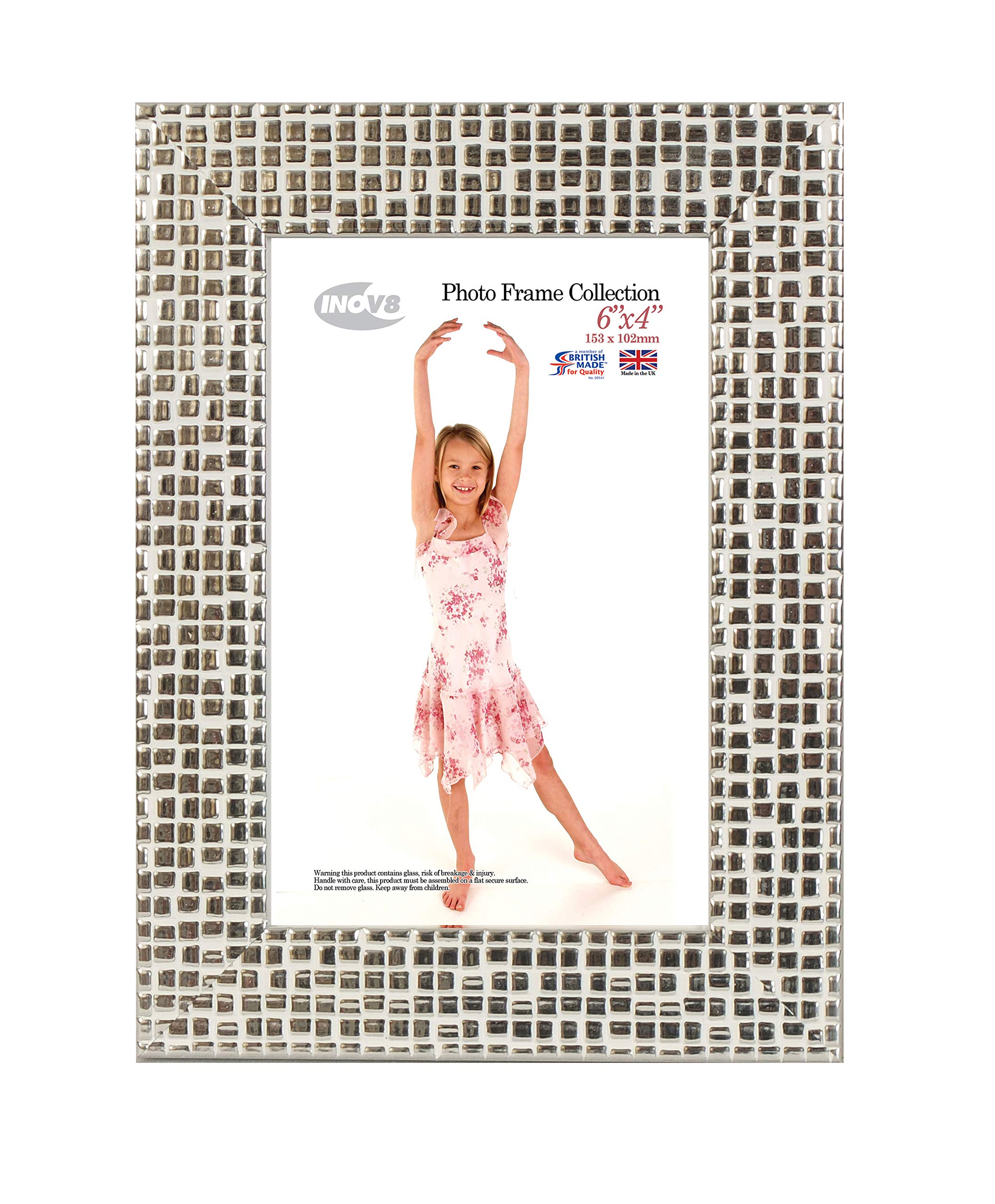 Inov8 Framing Photo Frame, Mosaic Silver Holds Picture 6x4" (15.24cm x 10.16cm) — image 1