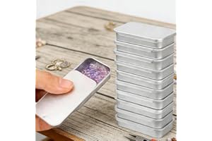 7Pcs Mini Metal Box, Slide Top Containers, Rectangular Hinged Tins for Jewelry, Crafts, Candy, Gift Card Holder, Small Metal 