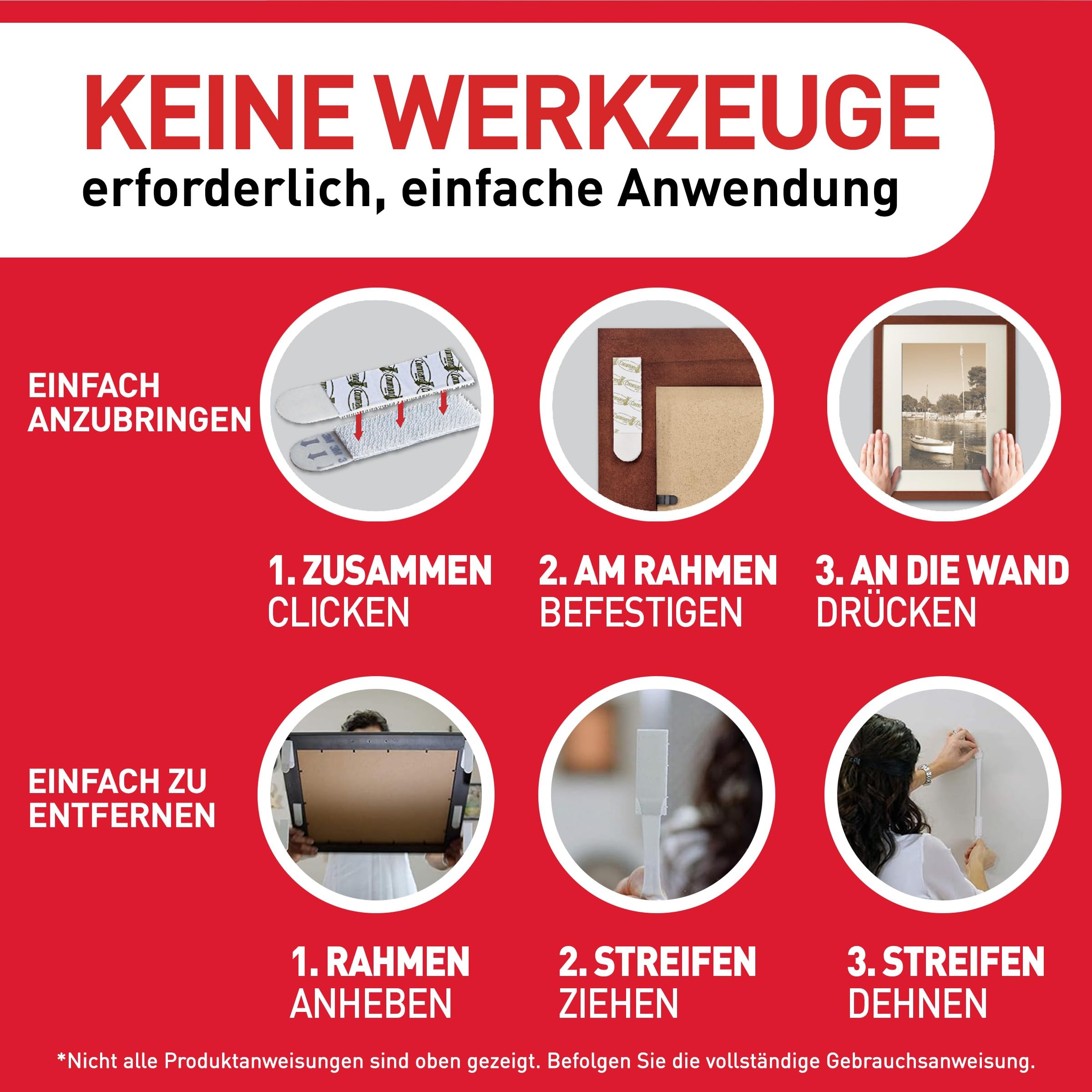 Command Klebestreifen, Vorteilspack 4x2 Mittel und 8x2 Größe L (24 Strips), Weiß - Bilder Aufhängen ohne Bohren, Streifen halten bis zu 7 kg, Rückstandsfreies Ablösen 7