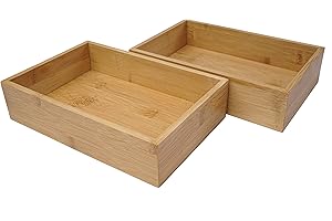 Aviboo Cabinet Drawer Organizer and Storage Tray Box Dividers Set Made of Bamboo Wood, Multipurpose Holder for Craft, Sewing, Office, Bathroom, Kitchen (2, 5.9x9.1x2.2 inch)