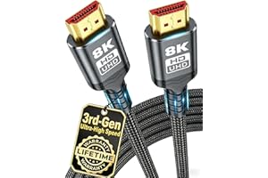 10K 8K HDMI Cable 2.1, 1M/3.3FT Ultra High Speed HDMI Cable Braided Cord, HDMI Cables 48Gbps (8K@60Hz 7680x4320, 4K@120Hz) Su