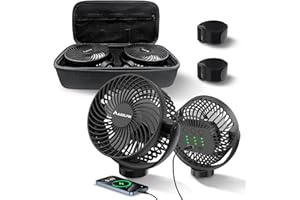 MAGOLFIN 2-Pack Magnetic Golf Cart Fan Rechargeable with Carrying Case, 12000mAH Battery Portable Fan with Magnetic Base, Suitable for EZGO Club Car Yamaha, Golf Cart & Cruise Ship Accessories