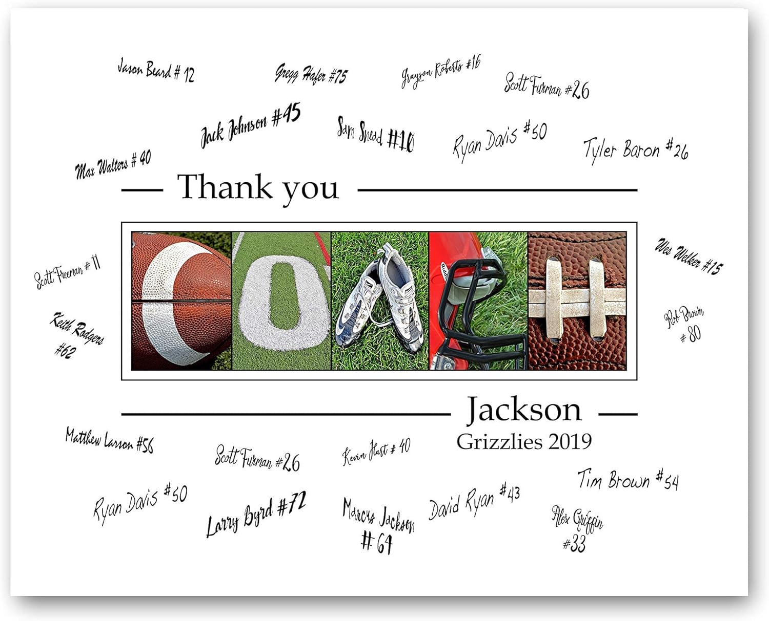 Photographs - Personalized Coach Gift - Football Coach Gift with room for player's signatures - End of Season Coach Gift 11x14 print with border for signatures