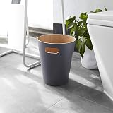 Umbra Woodrow 2 Gallon Modern Wooden Trash Can Dark Grey/Natural view 2