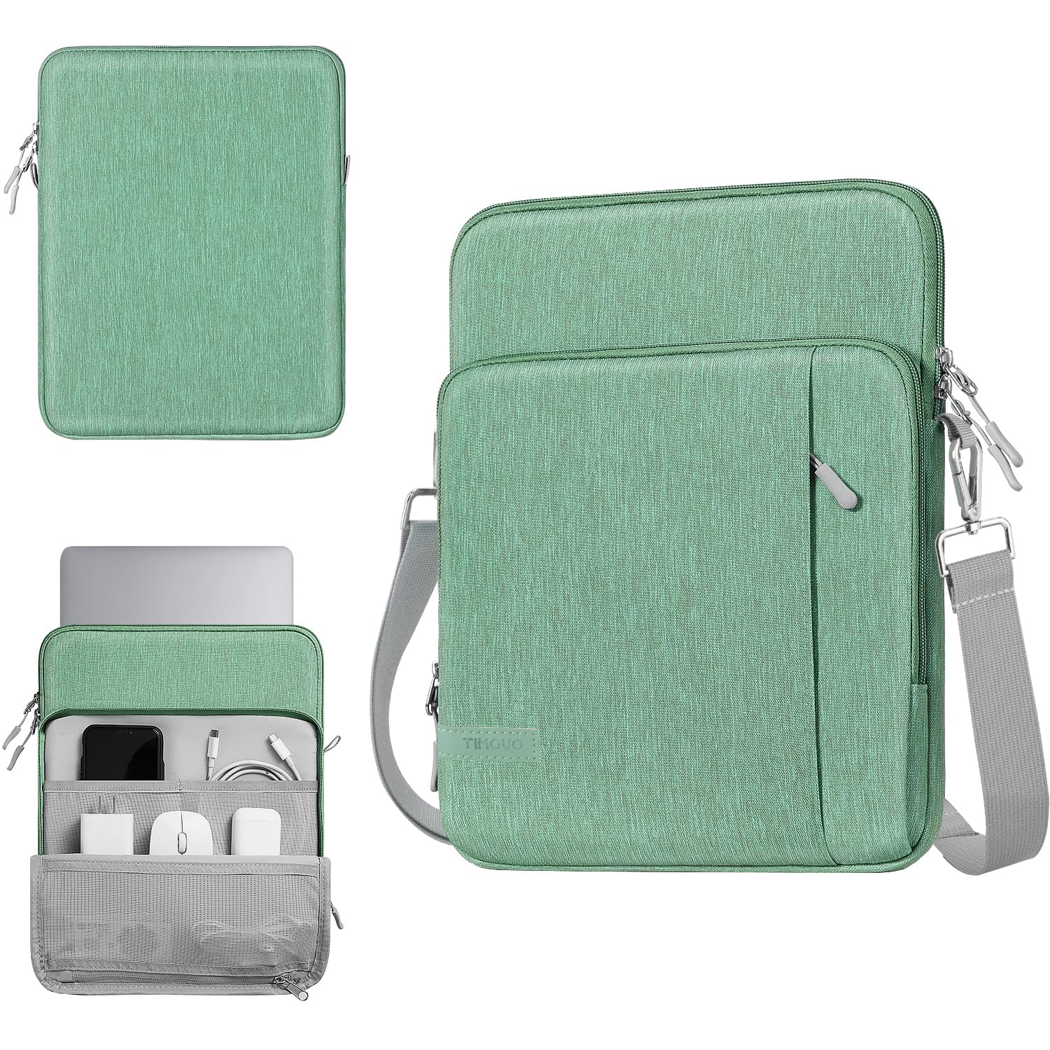 TiMOVO 13.3-14 Inch Laptop Sleeve Carrying Bag with Pockets for MacBook Neo 13", MacBook Air 13.6", Mac Pro 14", HP Dell ASUS Lenovo, Computer Sleeve Bag with Shoulder Strap, Lime Green