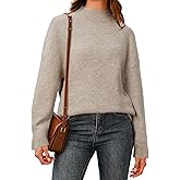 Arach&Cloz Women's Wool Blend Soft Mock Neck Casual Oversized Fall Sweater