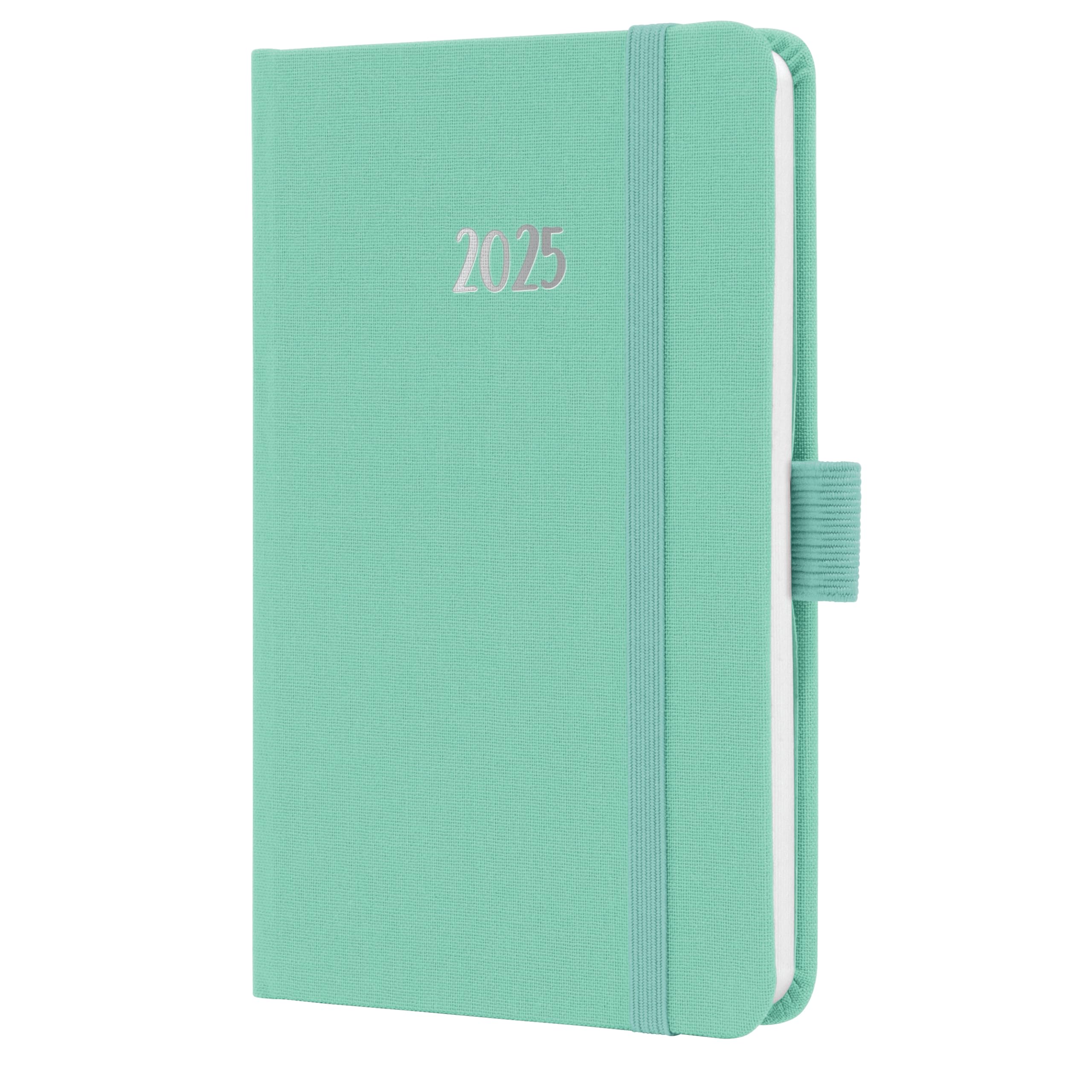 SIGEL J5408 Weekly Planner Jolie 2025, FSC-Certified, 2 Pages = 1 Week, hardcover with a Fabric Surface, Approx. A6, Mint Green, 174 Pages
