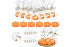 Demissle 20 Fall Pumpkin Baby Shower Favors Thanksgiving Bridal Shower Soap Favors Mini Pumpkin Soap Thanks Card Gift Bag with String for Guest Wedding Autumn Party Decor Gifts (Orange)