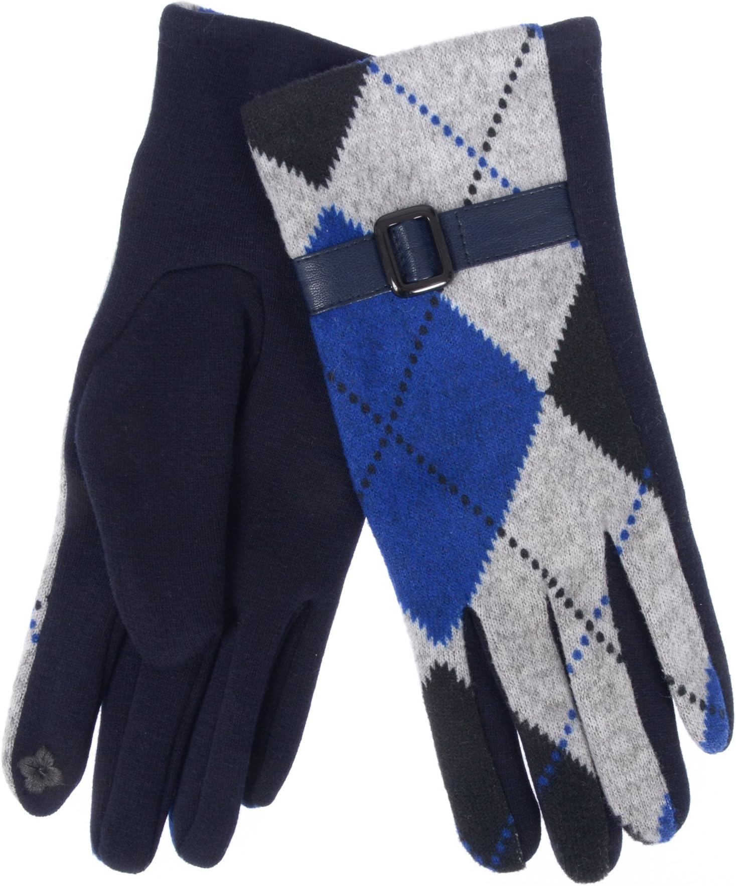 Alpine Apexx Women's Argyle Touchscreen Gloves with Buckle (Blue)