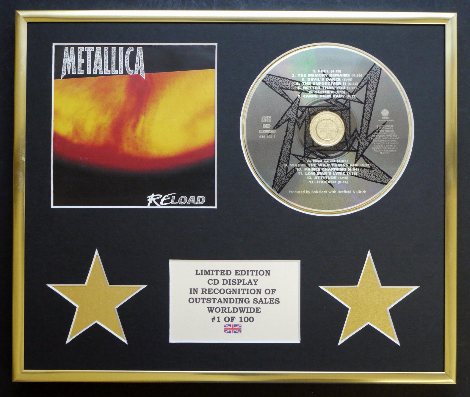METALLICA/CD DISPLAY/LIMITED EDITION/COA/RELOAD