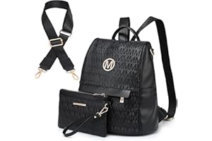 MKP COLLECTION MKP Women Fashion Backpack Purse Multi Pockets Signature Anti-Theft Rucksack Travel Ladies Shoulder Bag Handbag 2Pcs