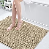 Arotive Luxury Chenille Bathroom Rug Mat, Extra Soft Thick Absorbent Shaggy Bath Rugs, Non-Slip Machine Wash Dry, Plush Bath Mats for Bathroom, Shower and Tub, 40x32, Beige