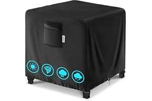 Varietyface 32" Square Fire Pit Cover – Heavy-Duty Waterproof Oxford, Buckle Straps, Air Vents & Drawstring – Windproof & UV-Resistant for Worry-Free Year-Round Protection on Patio Fire Pits & Tables