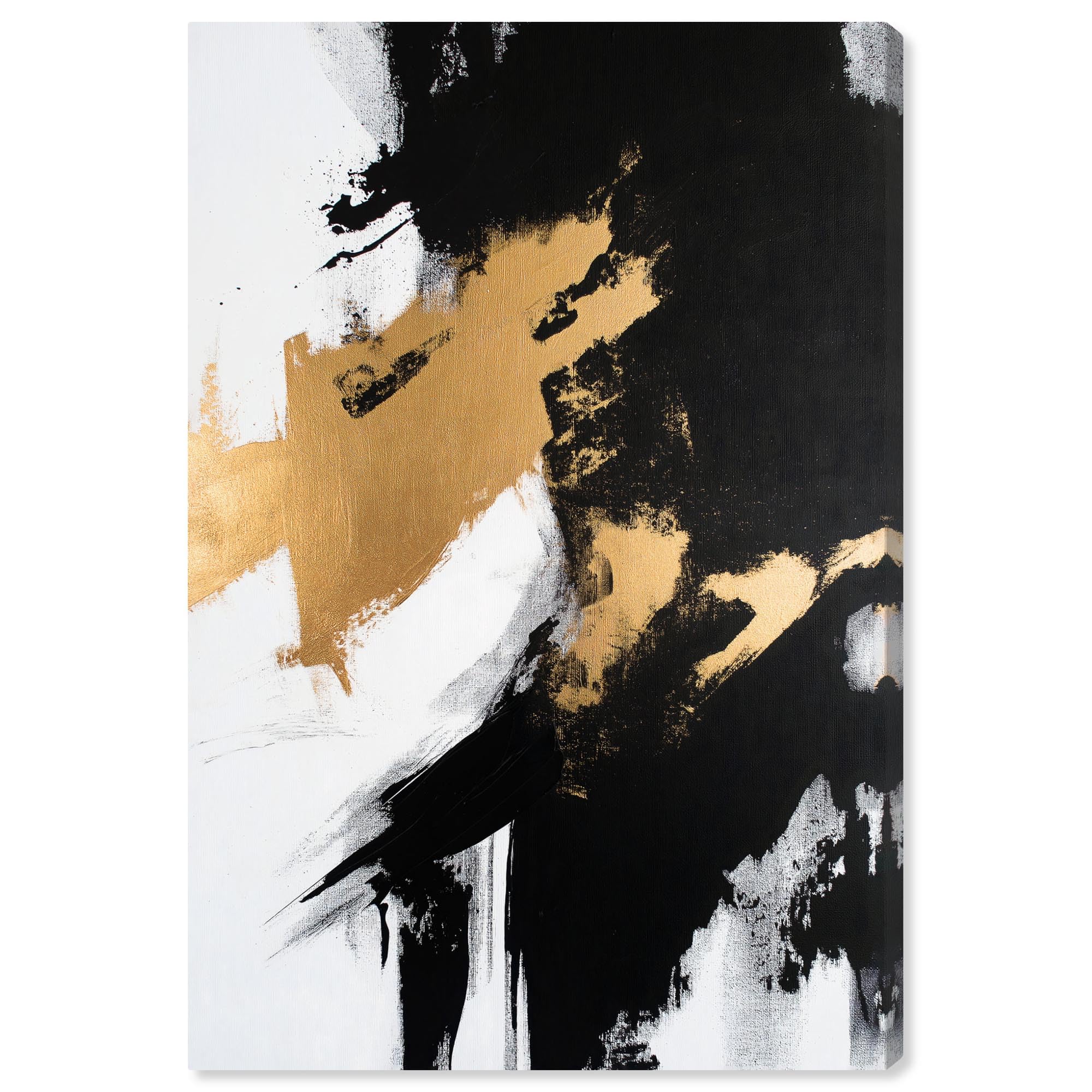 Photo 1 of Art Remedy Obsidian and Gold I Canvas Gold Leaf Wall Art, Gallery Wrapped, 36" x 54"