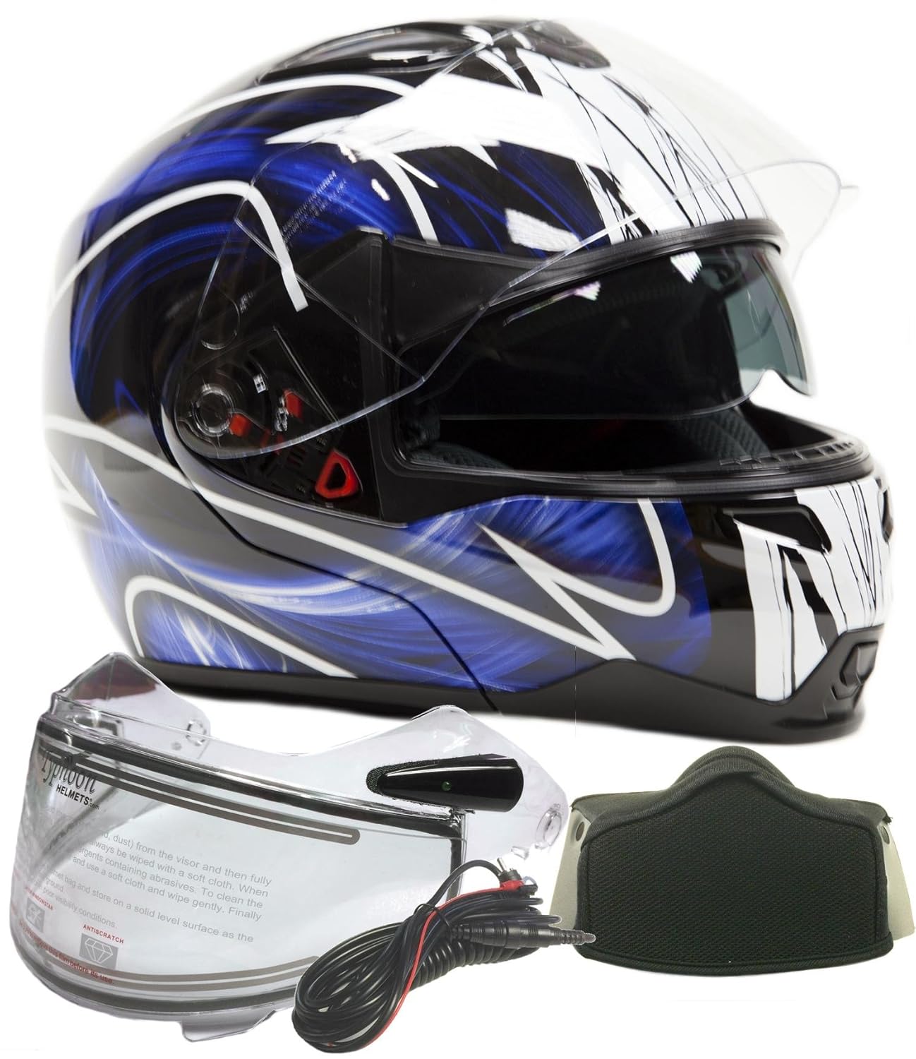 Typhoon Dual Visor Modular Full Face Snowmobile Helmet With
