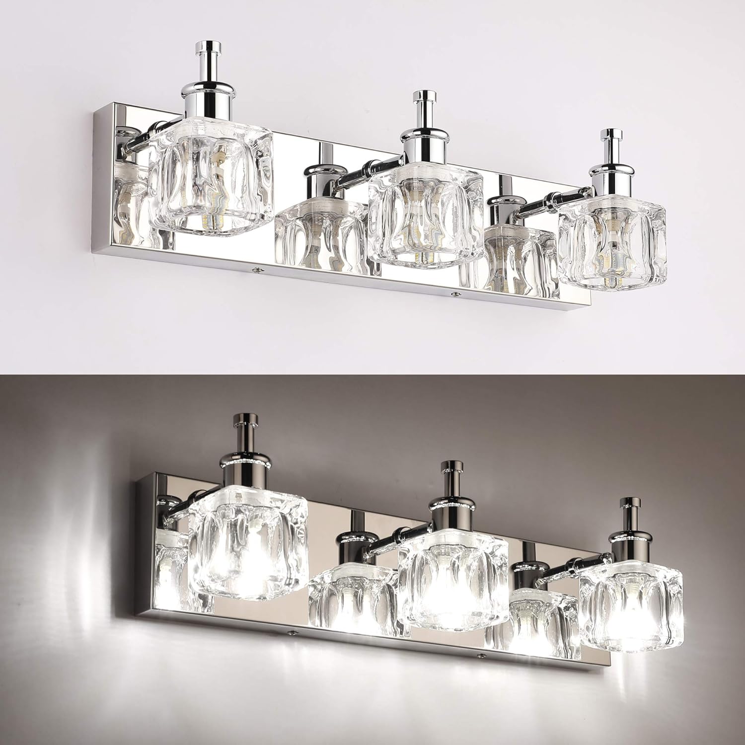 PRESDE Vanity Lights Bathroom Fixture Over Mirror 3 Lights LED Modern Chrome Fixtures Crystal Glass Globe - - 