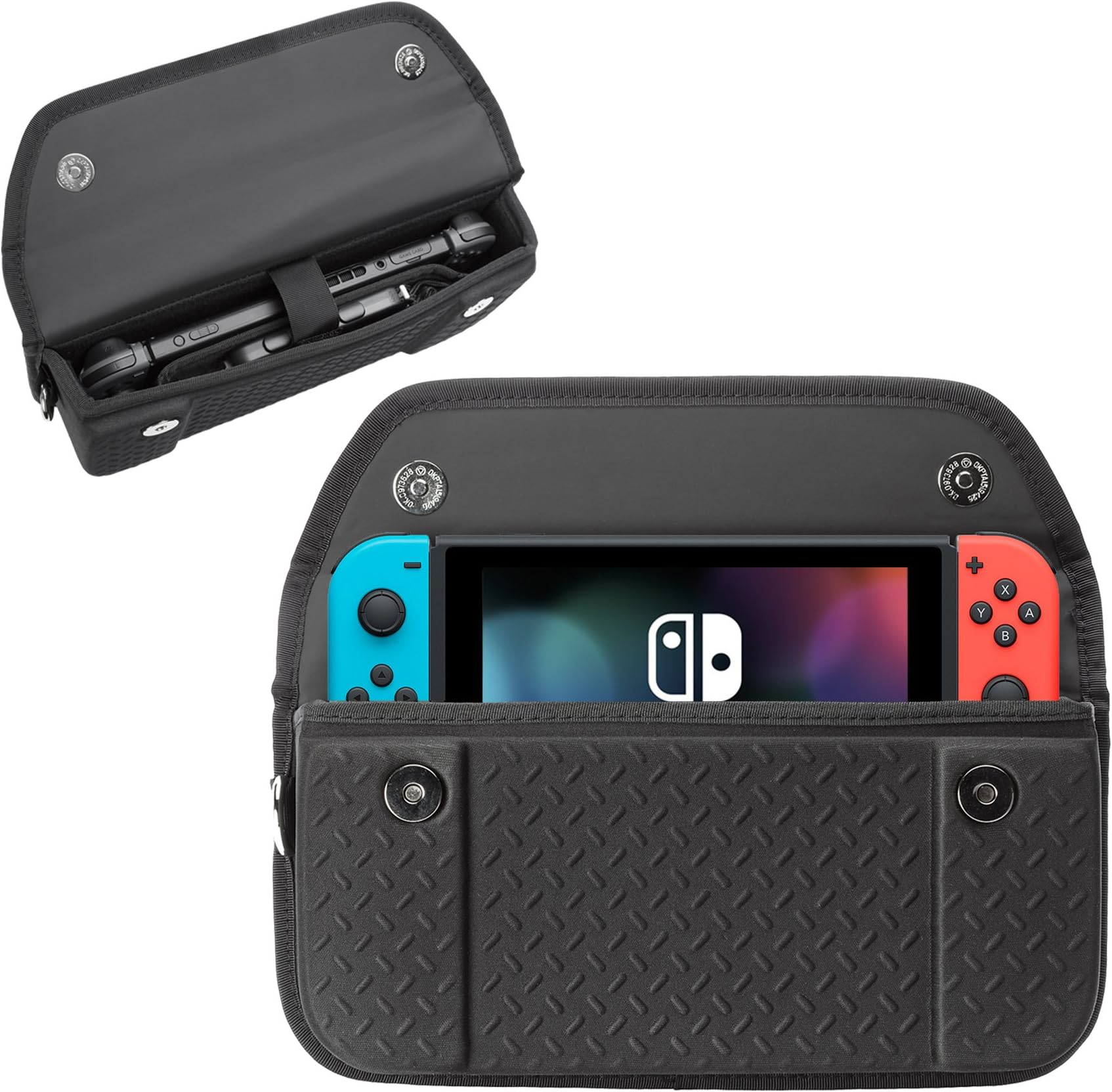 Nintendo Switch Case, inorlo Tough Armour Hard Travel EVA Case for Nintendo Switch with Protective Memory Foam Inside Lining, Removable Game Card Storage Sleeve & Carrying Handle
