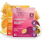 Organic Irish Sea Moss Powder - 200mg Packets for Gut Health and Immune Support - Passionfruit & Citrus Blossom Flavored Seamoss Drink with Coconut Water for Hydration - Variety 32 Stick Packs