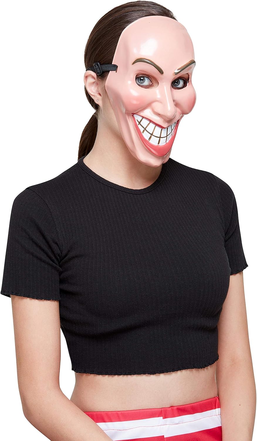 Smiffys Smiler Mask, Male, Beige with Elastic Strap, Halloween Fancy Dress Accessory, Serial Killer Dress Up Masks - Image 5