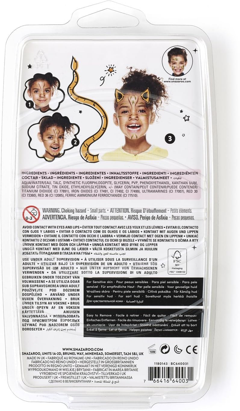 Snazaroo Face Paint Brush Pen, Jungle, Pack of 3, Safe and Non-Toxic, Precision Brush Nib, for Ages 3+, Yellow, Brown, Green - Image 3