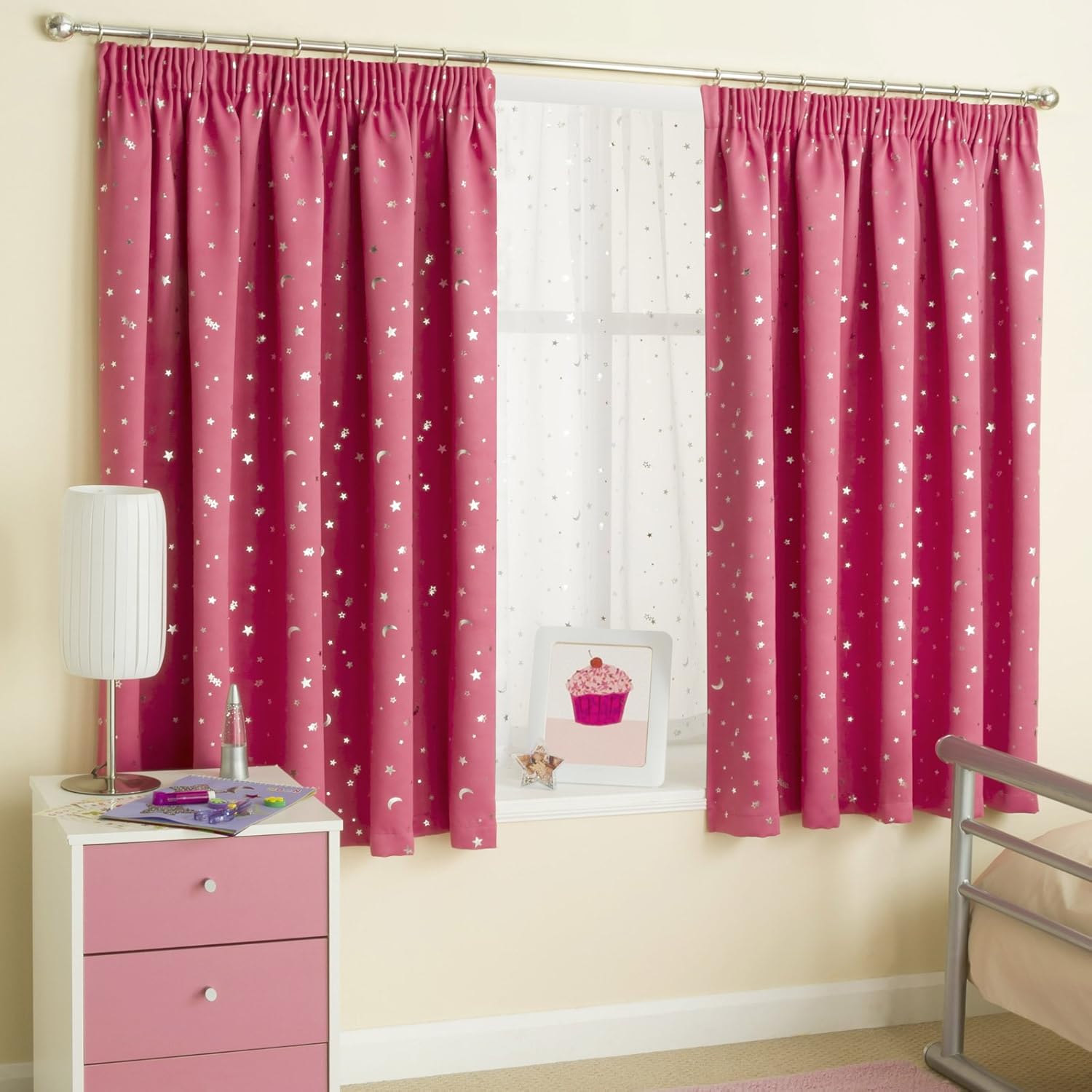Moon Stars Metallic Tape Top Thermal Semi Blockout Curtains