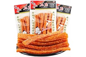 NERSQELX Spicy Strips - Spicy Gluten Latiao, Chinese Special Casual Snack Food, Made From Wheat/Chili/Spice, Low Sugar and Low Calories, Best Vegan, 102g (Pack of 3)