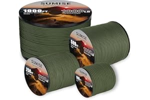 SUMISE Paracord Rope 1000lb, 5/32 in(4mm), 12 Strand Parachute Cord for Camping Hiking Fishing Hunting, All Spool, DIY Bracel