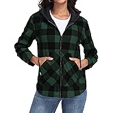 Lepunuo Women's Plaid Jackets Full-Zip Long Sleeve Shirts Jacket Casual Warm Coat Trendy Fall Outfits