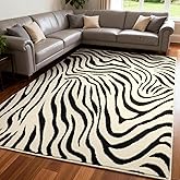 YIHOUSE 5×7 Ft Area Rugs for Living Room: Modern Washable Rug - Abstract Black and Cream White Rug for Bedroom Dining Room Office Playroom Nursery Home Decor - Nonslip Non-Shedding Striped Rugs