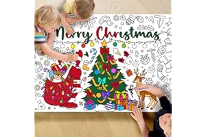 Muswarm Christmas Coloring Poster, 30x72 Inch Giant Coloring Tablecloth, Christmas Party Decoration,Crafts,Games,Gift(christmas1)