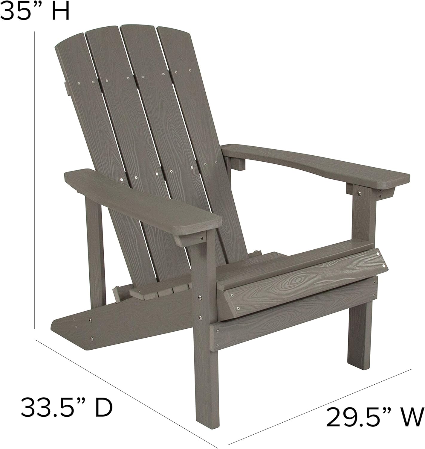 Flash Furniture Charlestown All-Weather Adirondack Chair in Light Gray Faux Wood: Furniture & Decor