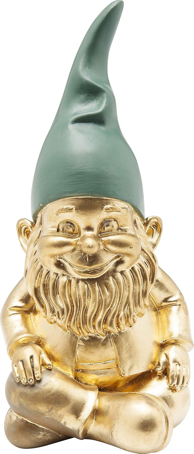 Kare Design Deco Figurine Zwerg Sitting, Gold, Green, Gnome, Dwarf Statue, Gift Idea, Table Decoration - Image 4