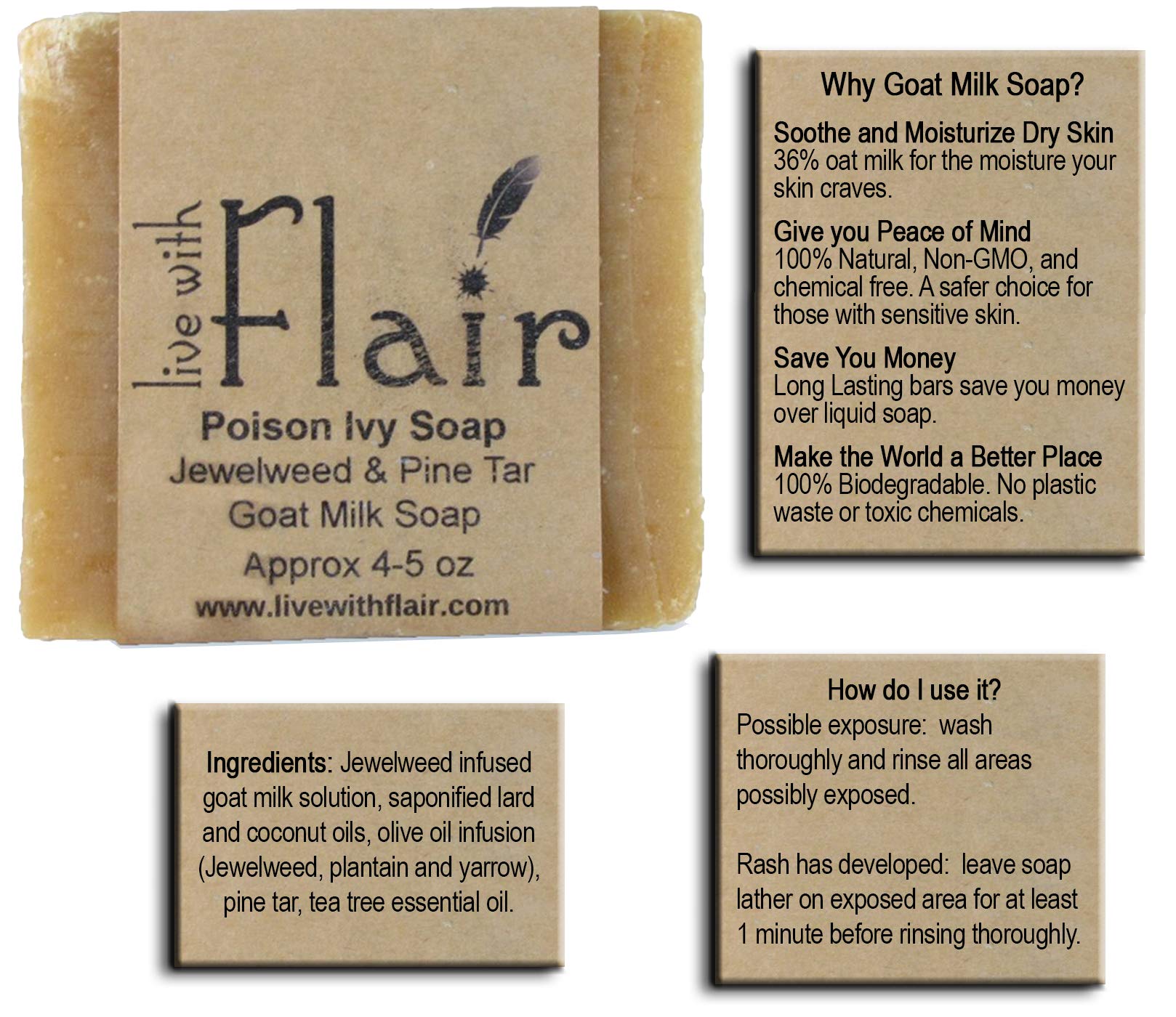 Poison Ivy Treatment Soap Bar With Jewelweed (5 Oz.) And Organic