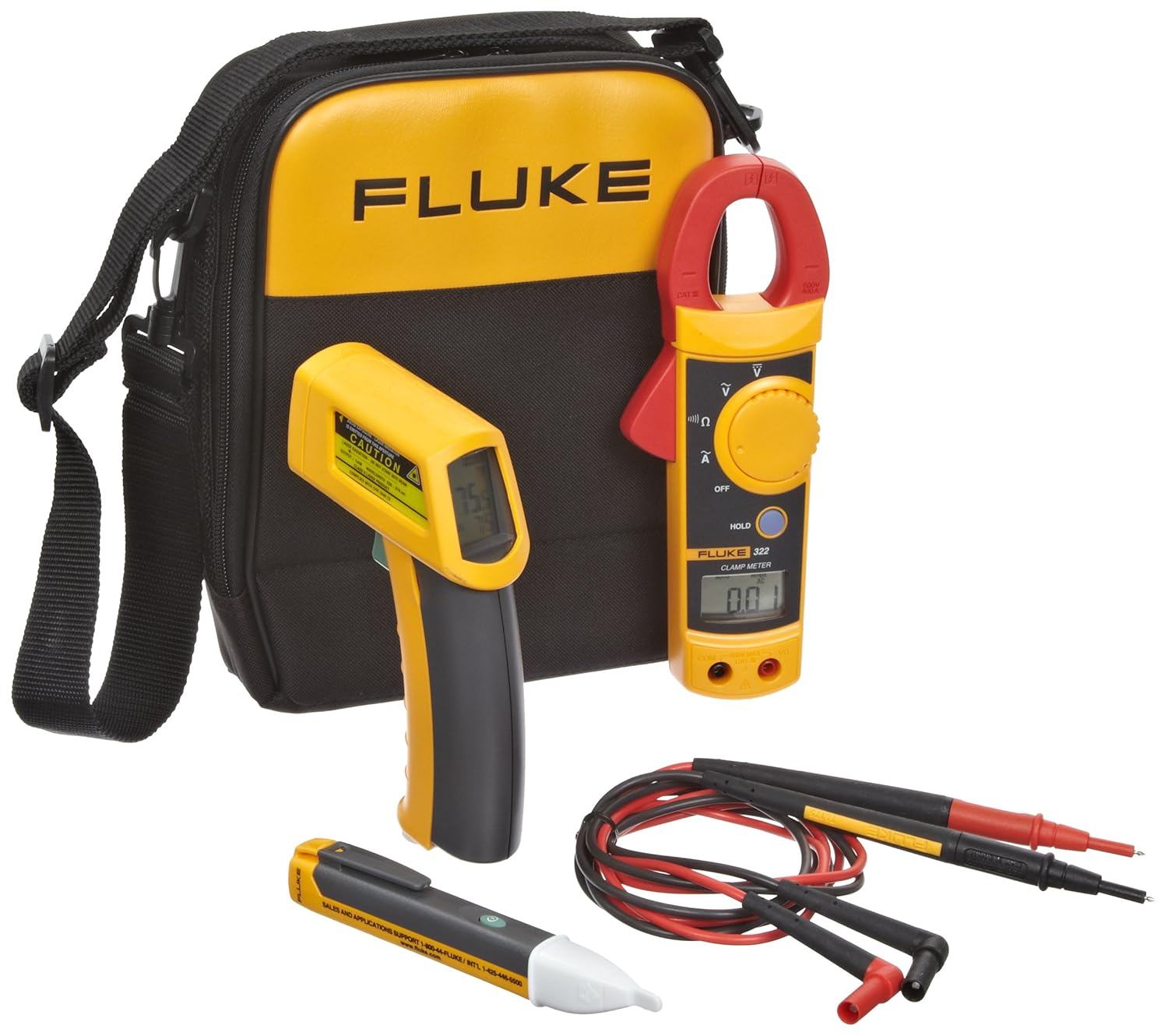 Fluke 62/322/1AC II IR Thermometer, Clamp Meter and Voltage Detector