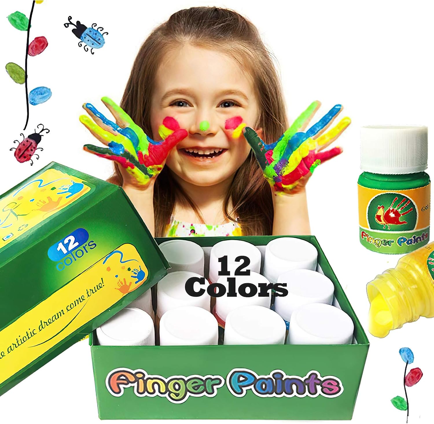 Happlee Washable Finger Paint for Kids babies Infant, Non-Toxic Finger Paints Set for Toddlers 12 Colors Kids Finger paints for Art, School Supplies: Happlee Part: Home & Kitchen
