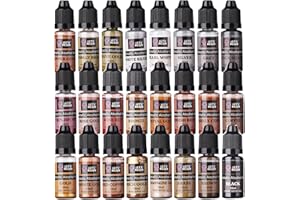 LET'S RESIN Metallic Alcohol Ink Set-24 Colors Metal Color Alcohol Based Resin Ink, High Concentrated & Shimmer Mixatives, Alcohol Paint for Epoxy Resin, Resin Petri, Tumblers, Coasters(Each 0.35oz)