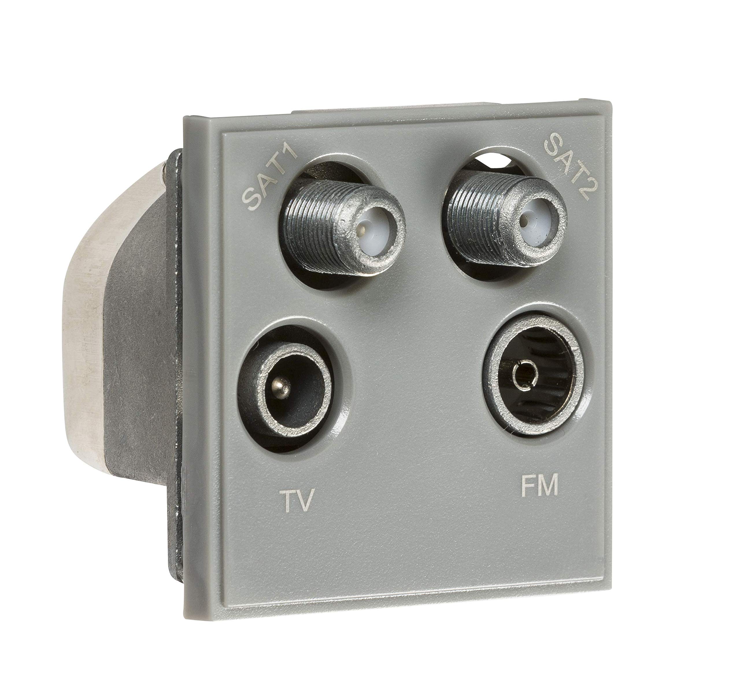 Quadplexed SAT1/SAT2/TV/FM DAB Outlet Module 50 x 50mm - Grey